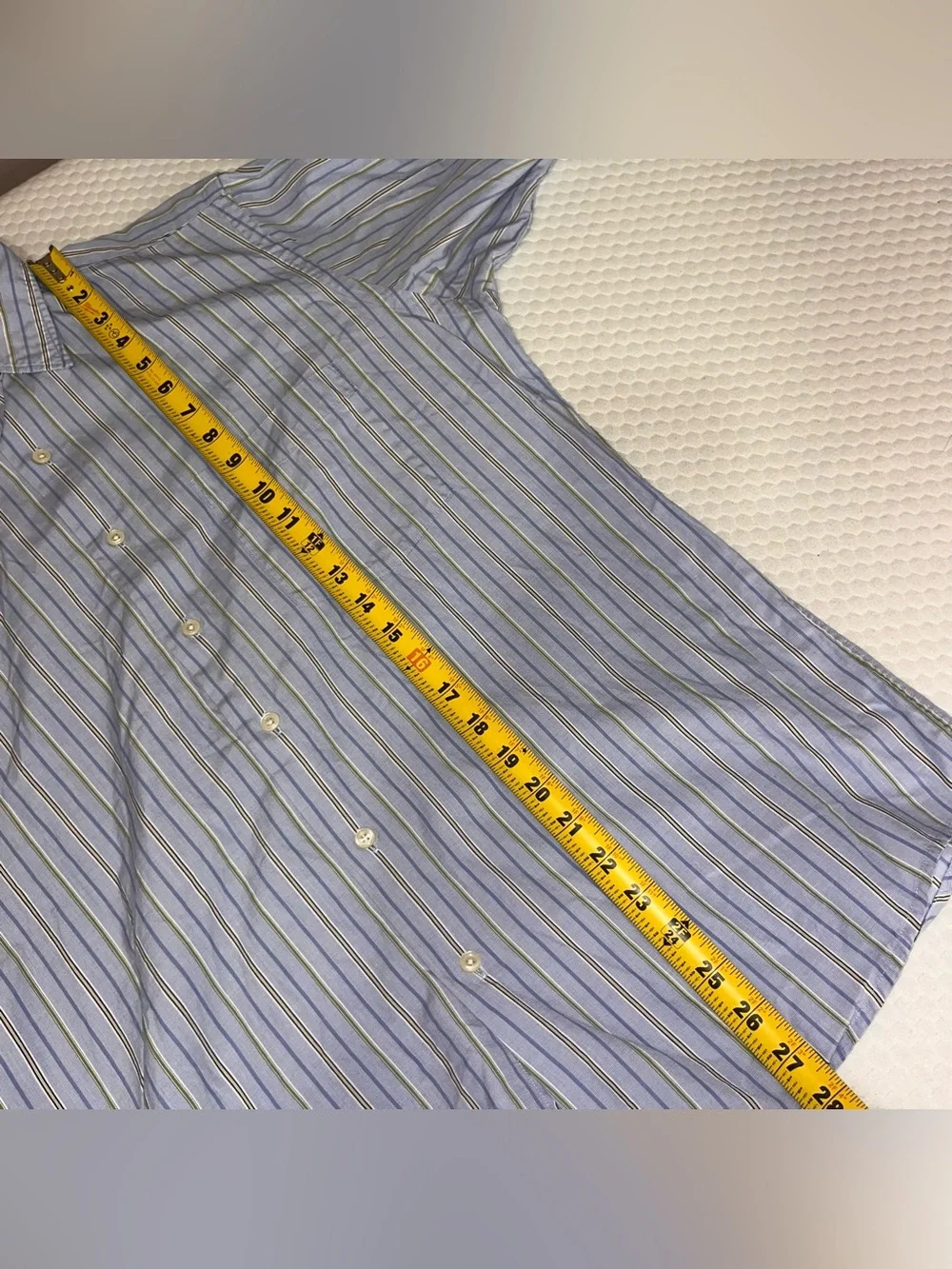 J. Crew Men's Light Blue and White Striped Button-Down Shirt